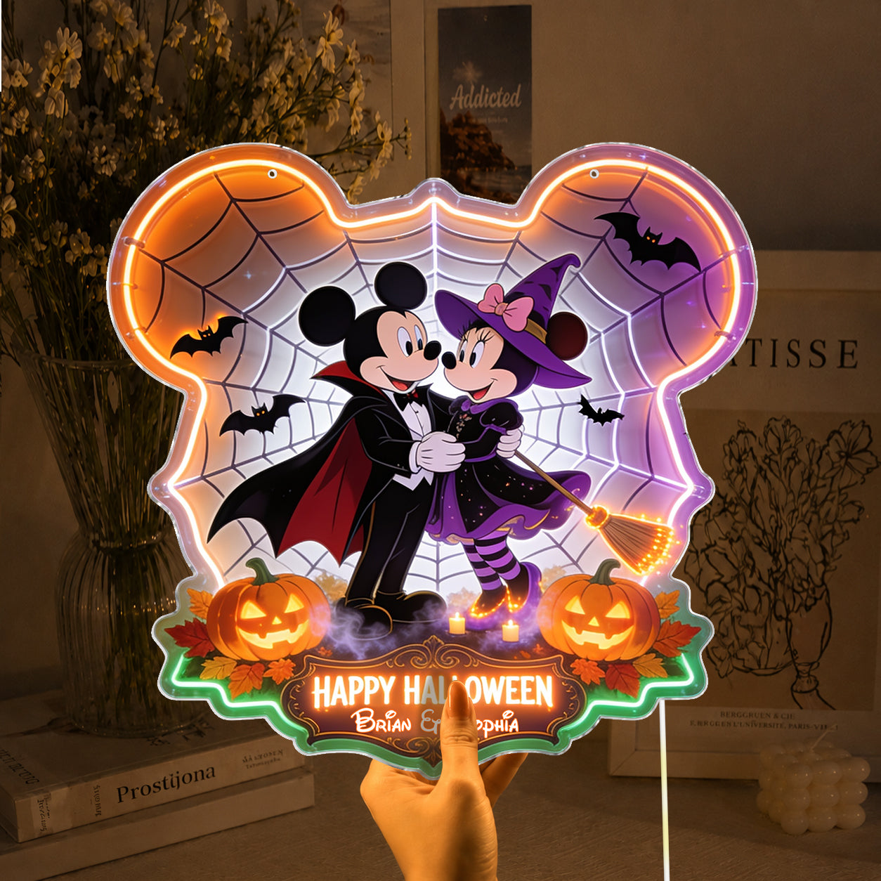 Happy Halloween Couple Gift - Personalized Mouse Neon LED Light Sign