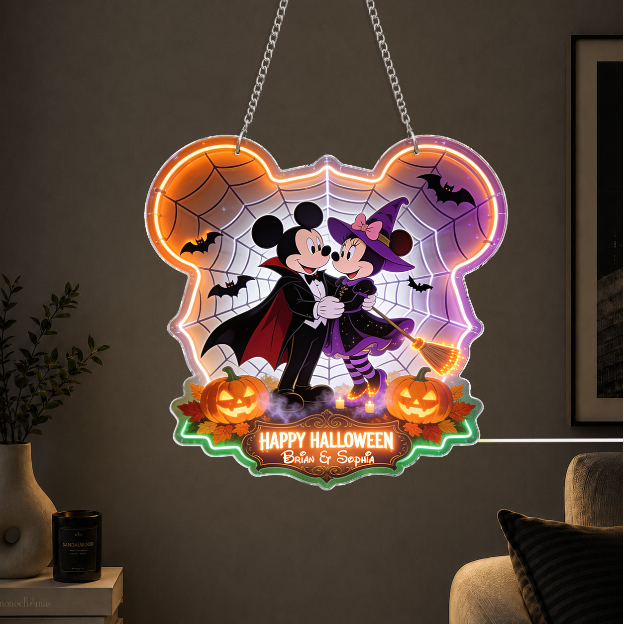 Happy Halloween Couple Gift - Personalized Mouse Neon LED Light Sign
