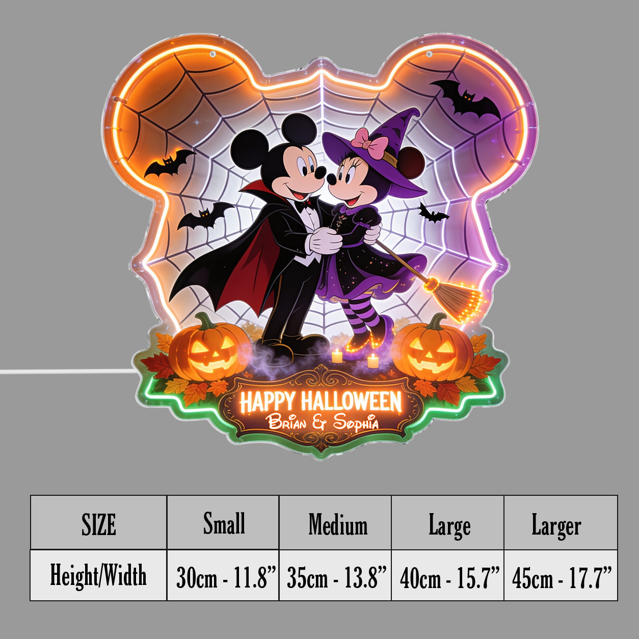 Happy Halloween Couple Gift - Personalized Mouse Neon LED Light Sign