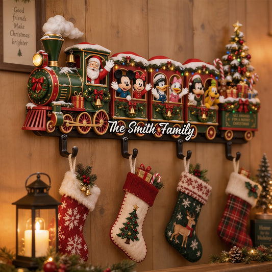 Magical Train To The North Pole - Personalized Mouse Custom Shaped Hanging Rack