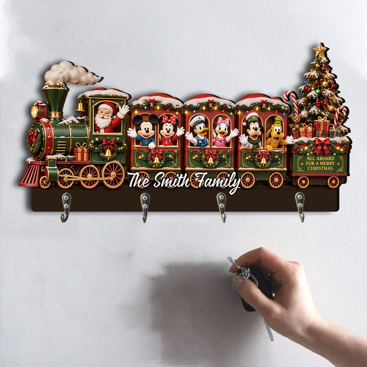 Magical Train To The North Pole - Personalized Mouse Custom Shaped Hanging Rack