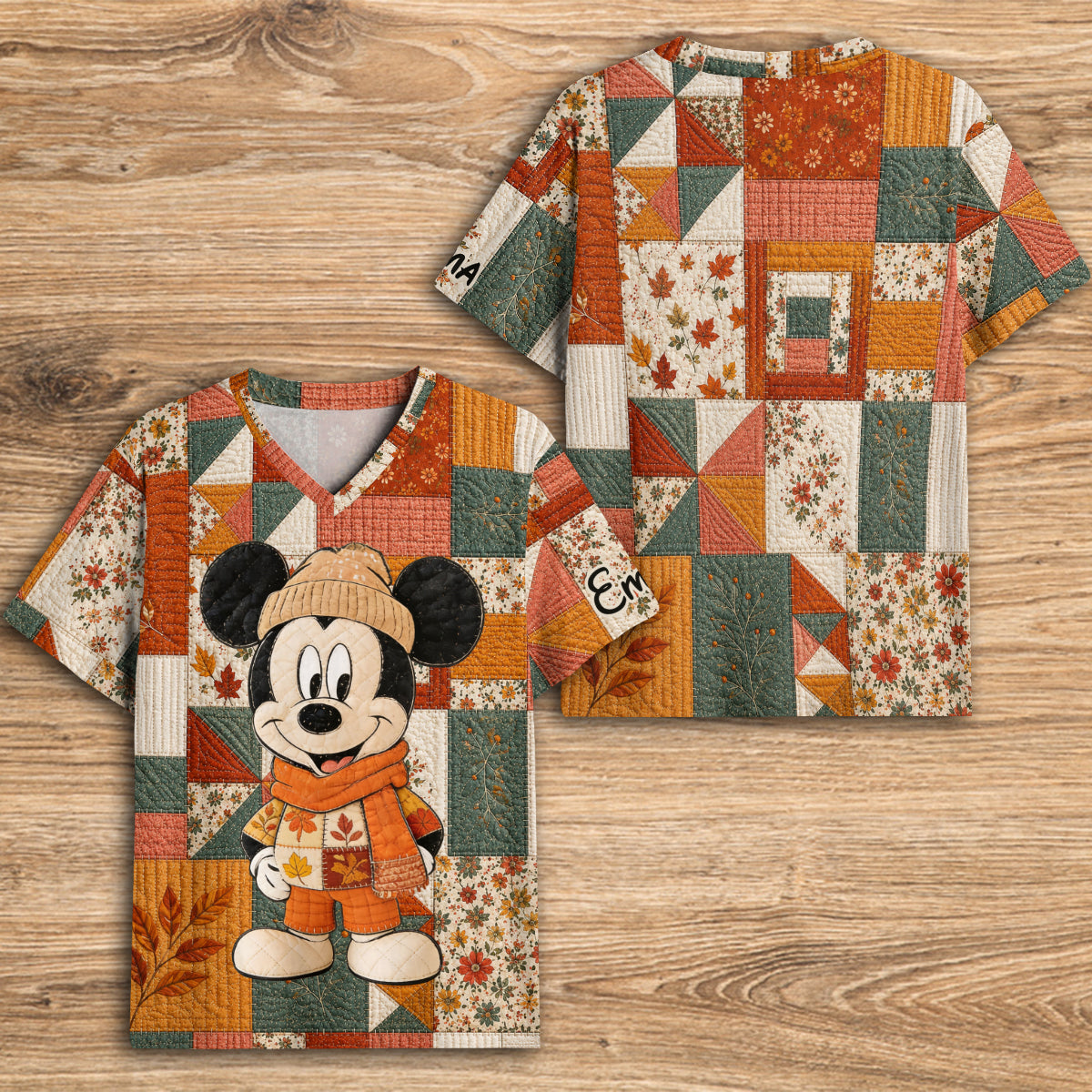 Autumn Vibes, Cartoon Magical Mouse - Personalized Mouse Fully Printed V-Neck T-Shirt