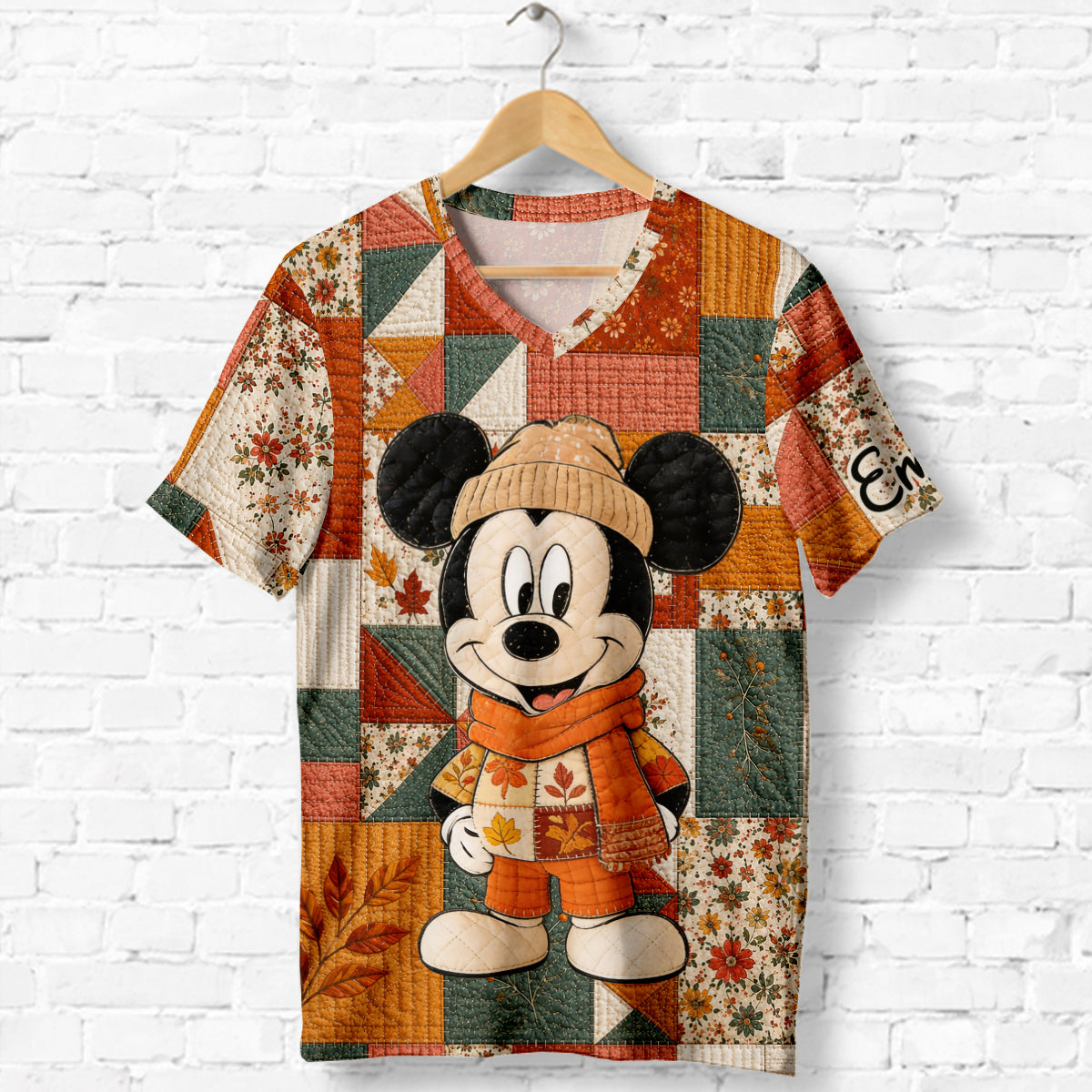 Autumn Vibes, Cartoon Magical Mouse - Personalized Mouse Fully Printed V-Neck T-Shirt
