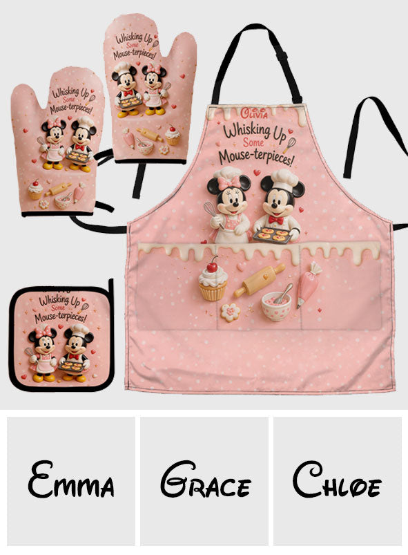 Cartoon Mouse, Baking Theme - Personalized Baking Apron, Oven Mitts & Pot Holder