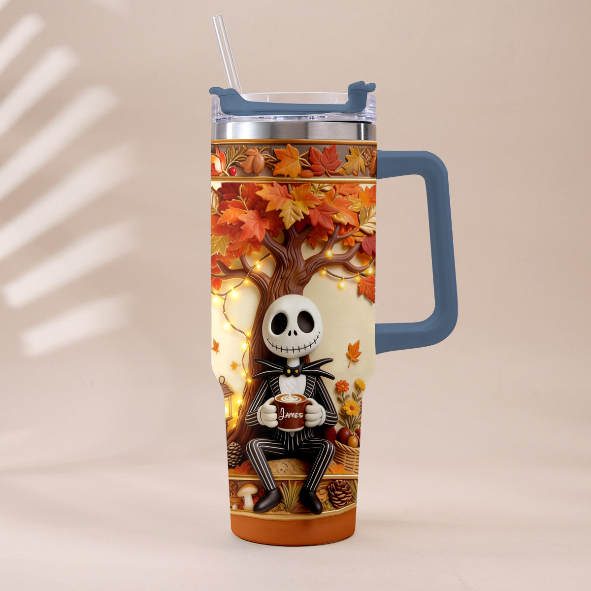 Fall Vibes - Personalized Nightmare Tumbler With Plush Charm