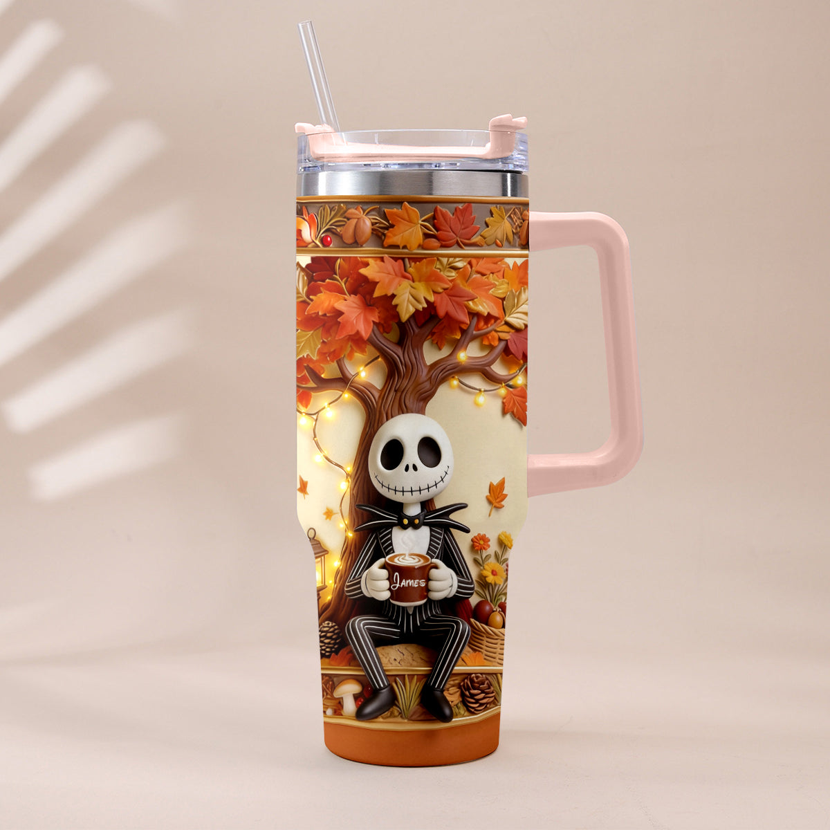 Fall Vibes - Personalized Nightmare Tumbler With Plush Charm