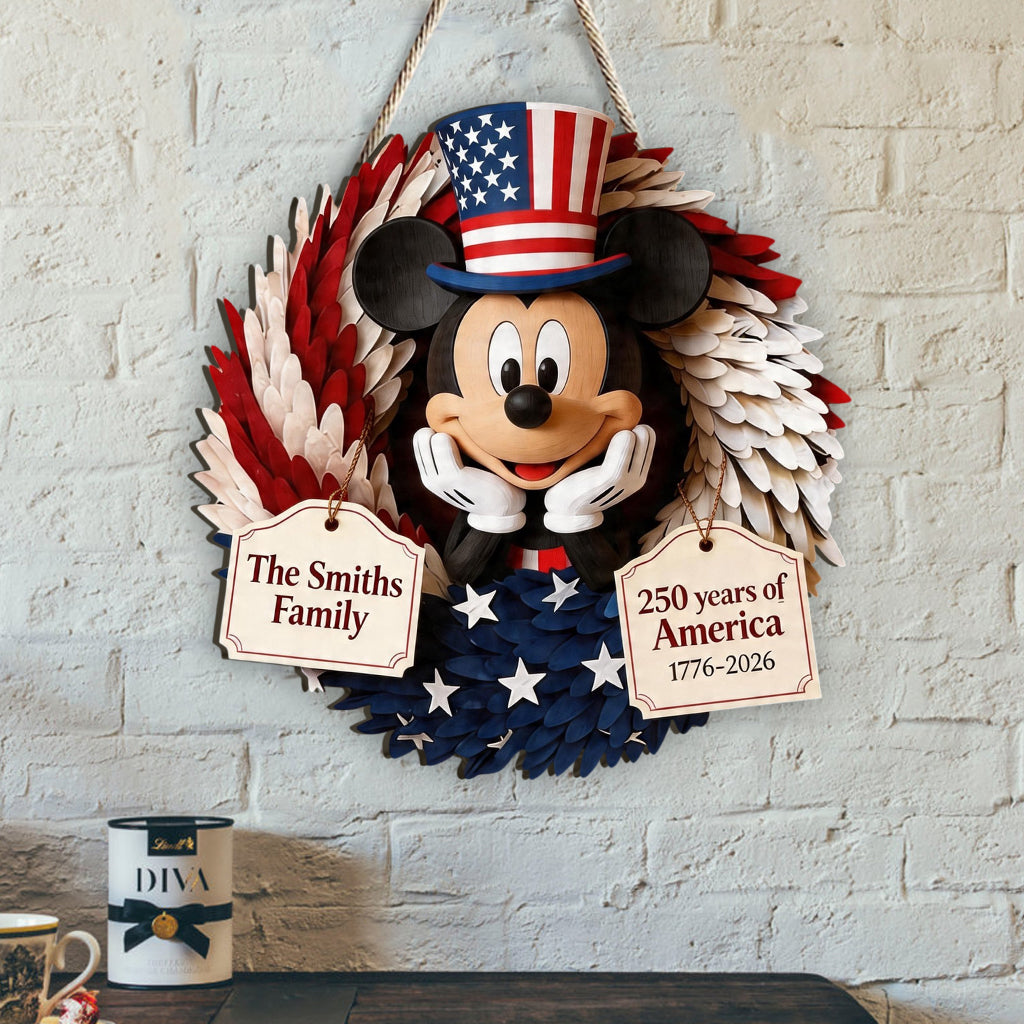 250 Years Of America - Personalized Mouse Custom Shaped Wood Sign