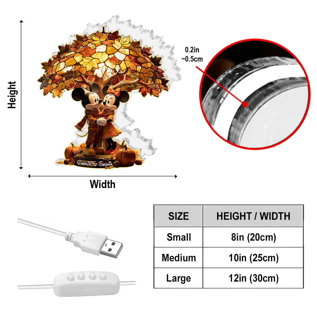 You & Me Magical Season - Personalized Mouse Acrylic LED Night Light