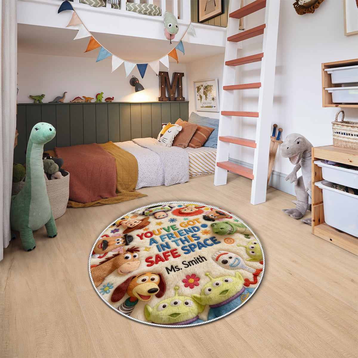 You've Got A Friend In This Safe Space - Personalized Teacher Non-Slip Tufted Rug
