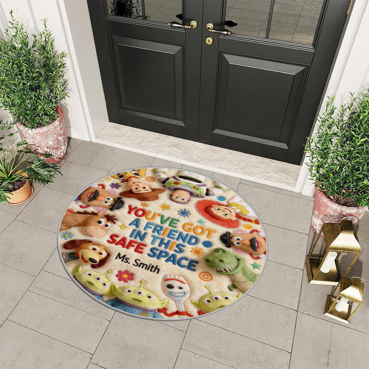 You've Got A Friend In This Safe Space - Personalized Teacher Non-Slip Tufted Rug