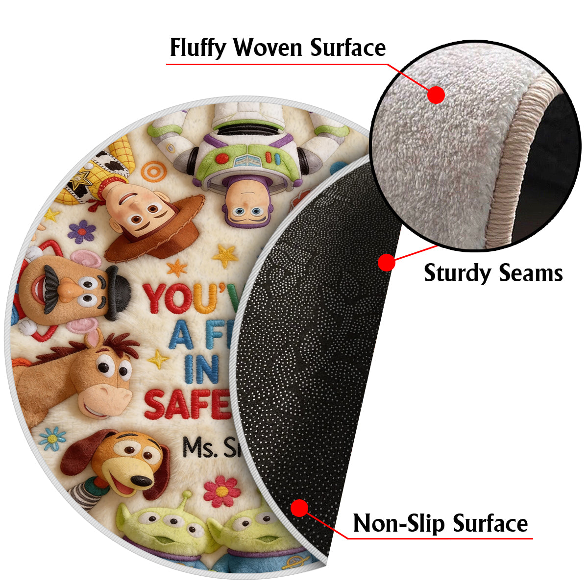 You've Got A Friend In This Safe Space - Personalized Teacher Non-Slip Tufted Rug