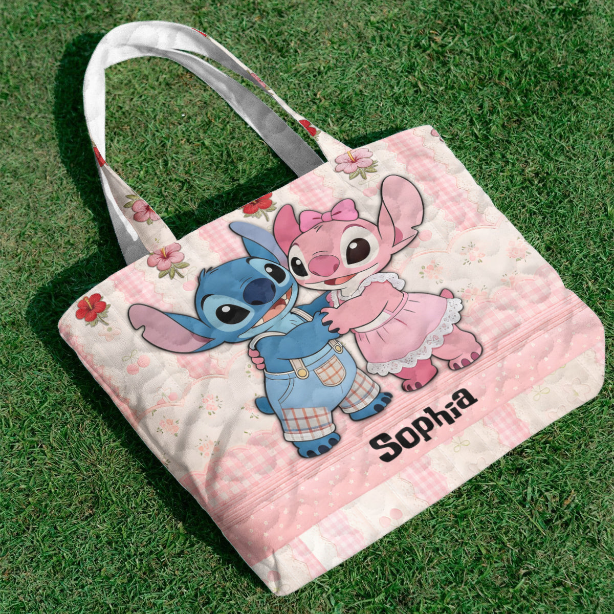 Cute Cartoon Monster - Personalized Ohana Quilted Tote Bag