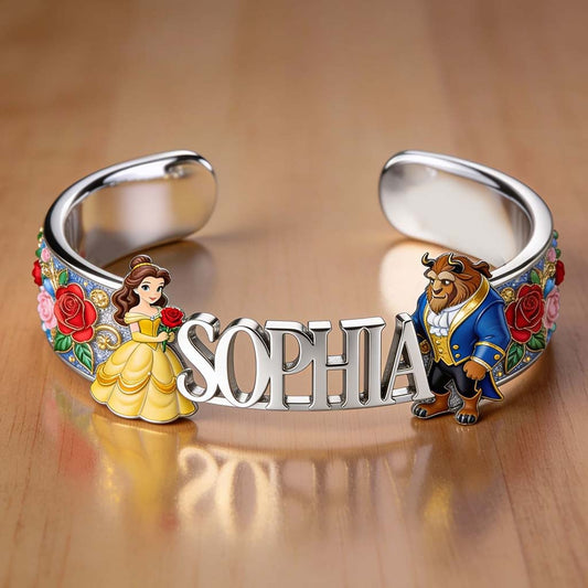 Tale As Old As Time - Personalized Beauty And The Beast Shaped Cuff Bracelet