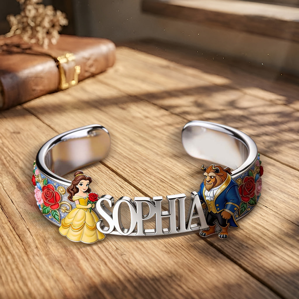 Tale As Old As Time - Personalized Beauty And The Beast Shaped Cuff Bracelet