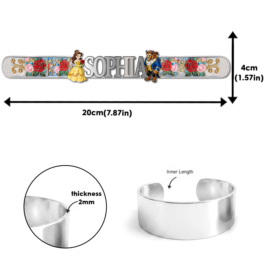 Tale As Old As Time - Personalized Beauty And The Beast Shaped Cuff Bracelet