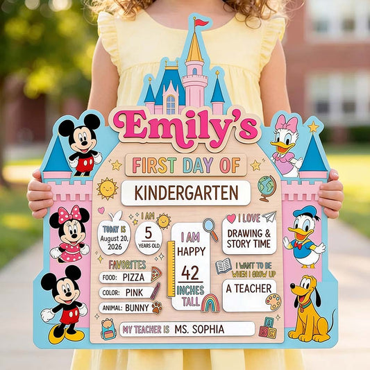 My First Day Of School - Personalized Mouse 2 Layered Wood Sign / Wood Plaque