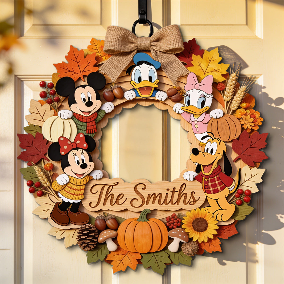 Hello Fall - Personalized Mouse Custom Shaped Wood Sign