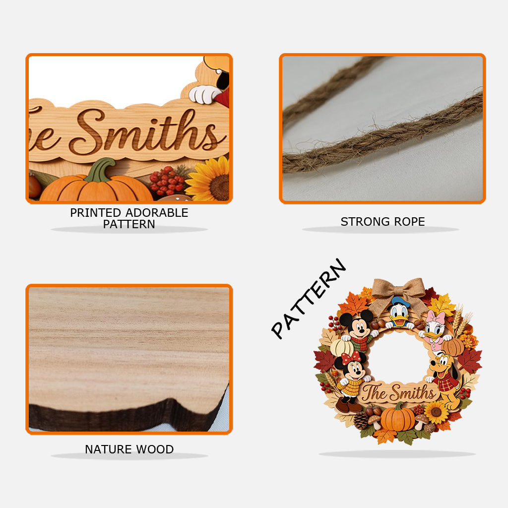 Hello Fall - Personalized Mouse Custom Shaped Wood Sign