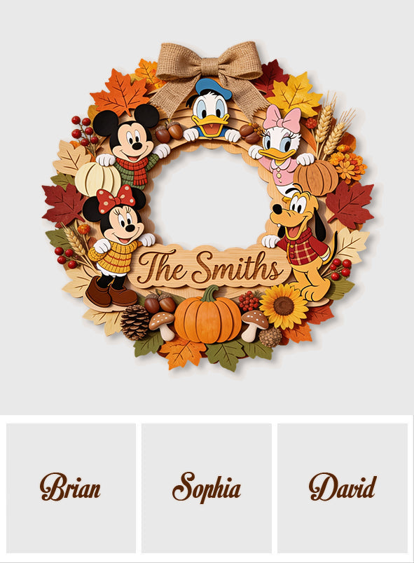 Hello Fall - Personalized Mouse Custom Shaped Wood Sign