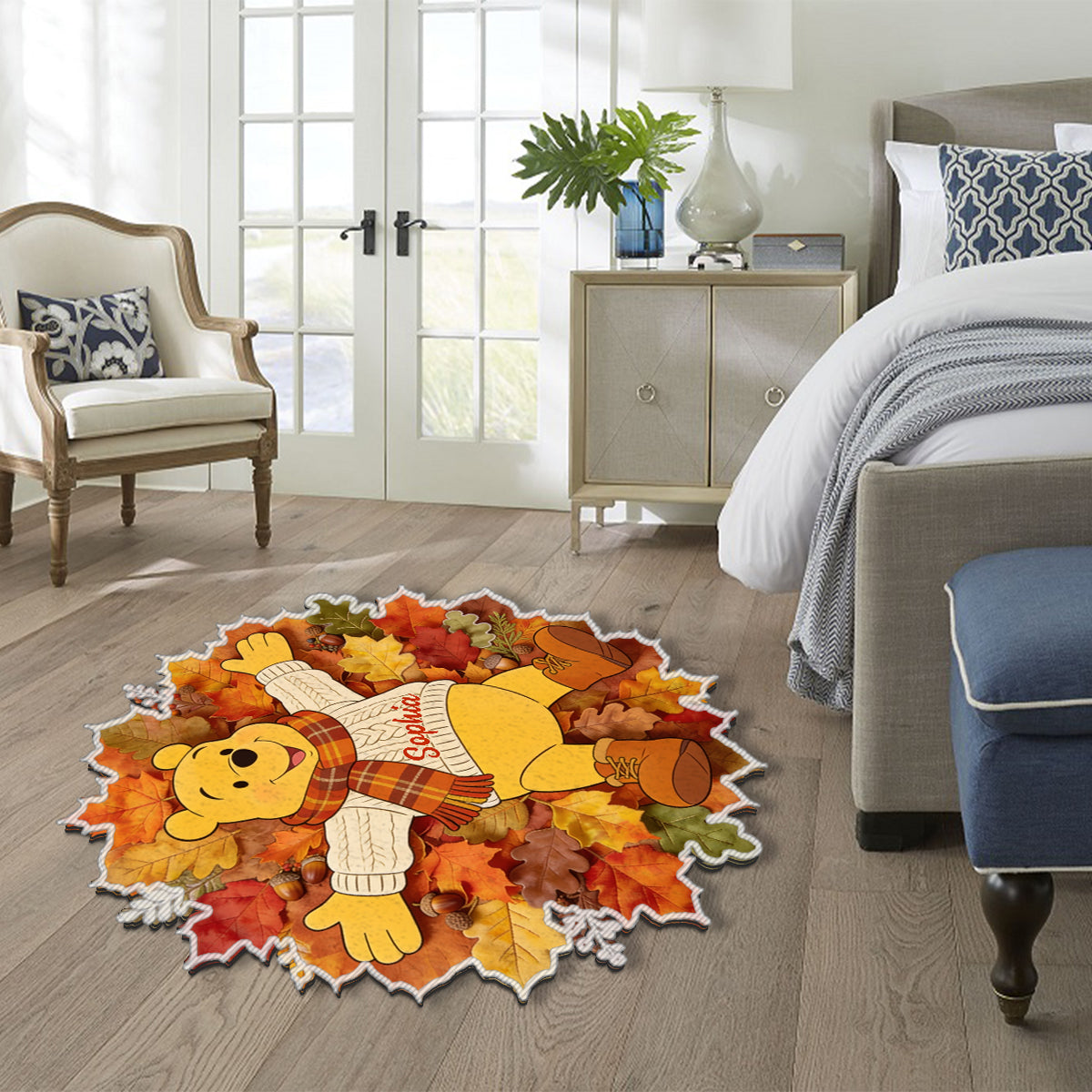 Fall Vibes - Personalized Yellow Bear Non-Slip Tufted Rug