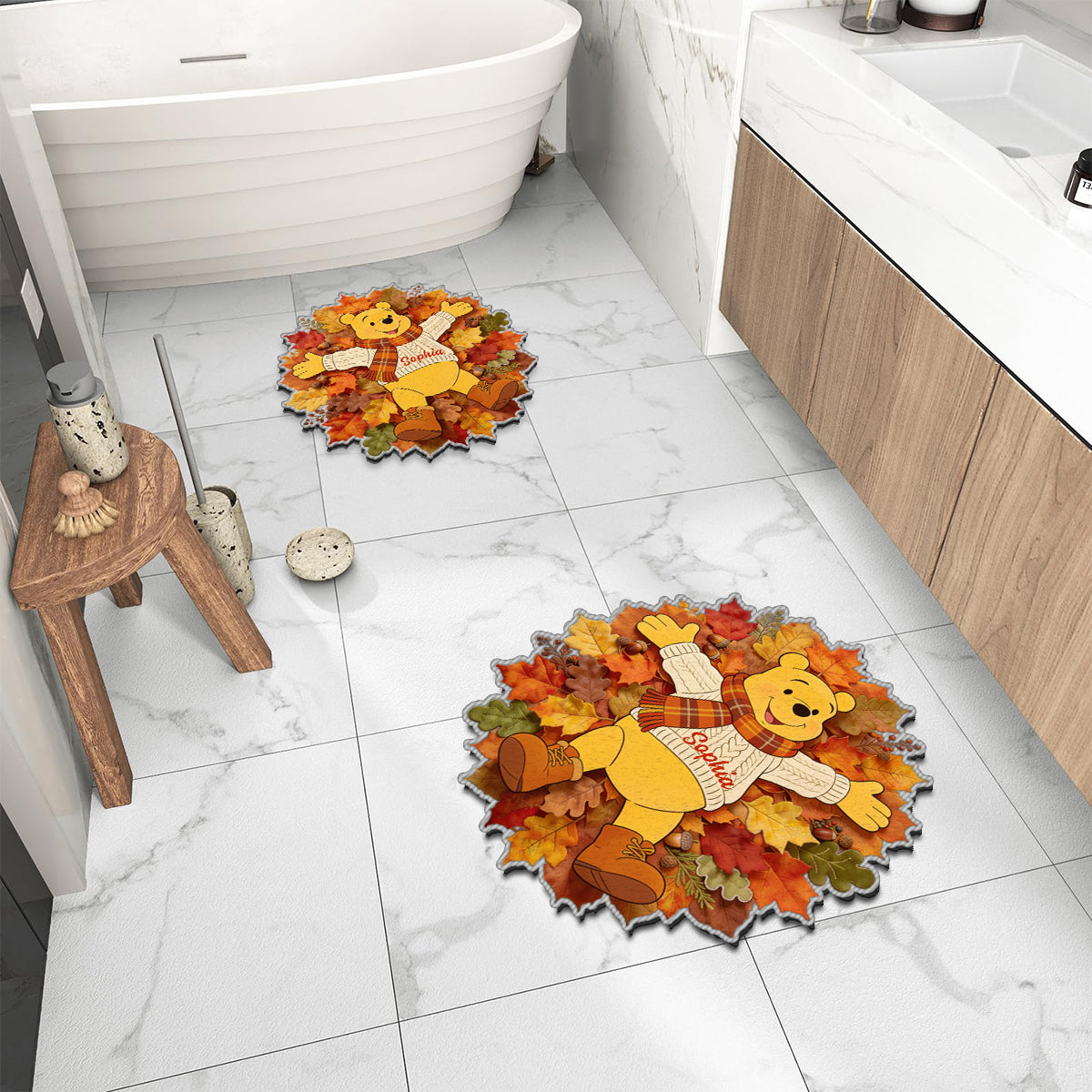 Fall Vibes - Personalized Yellow Bear Non-Slip Tufted Rug