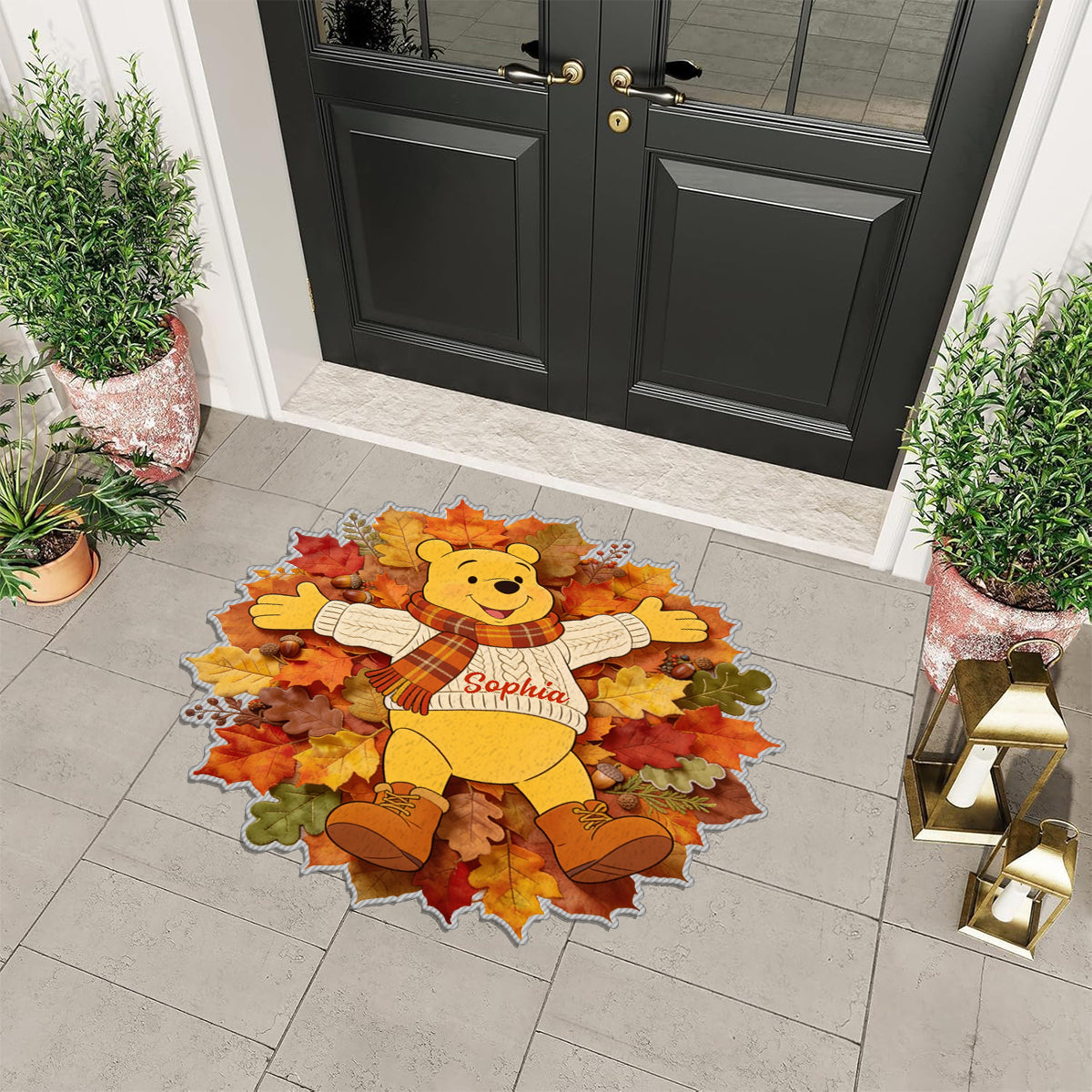 Fall Vibes - Personalized Yellow Bear Non-Slip Tufted Rug