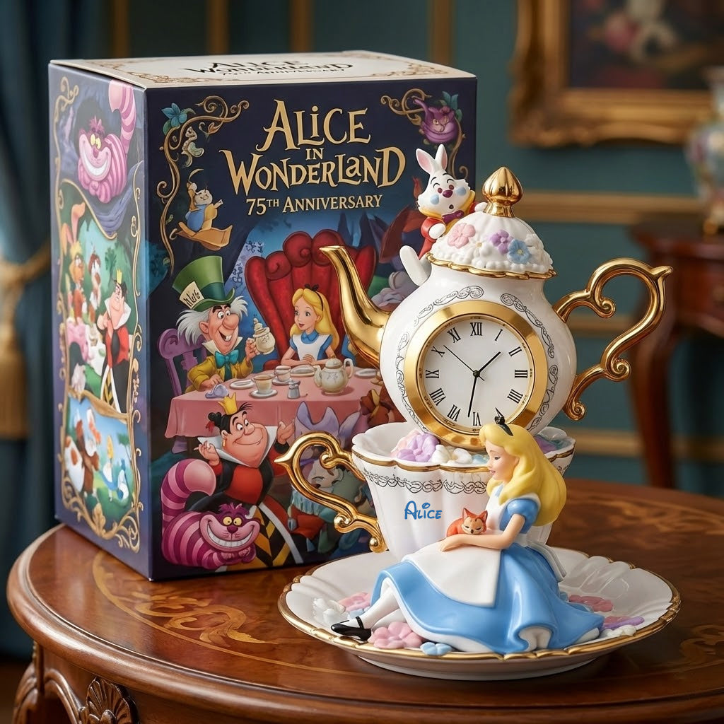 Girl In Magical Land 75th Anniversary - Personalized Mouse Desk Clock Plaque