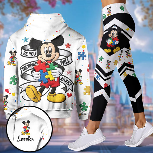 Be You The World Will Adjust - Personalized Autism Awareness Hoodie and Leggings