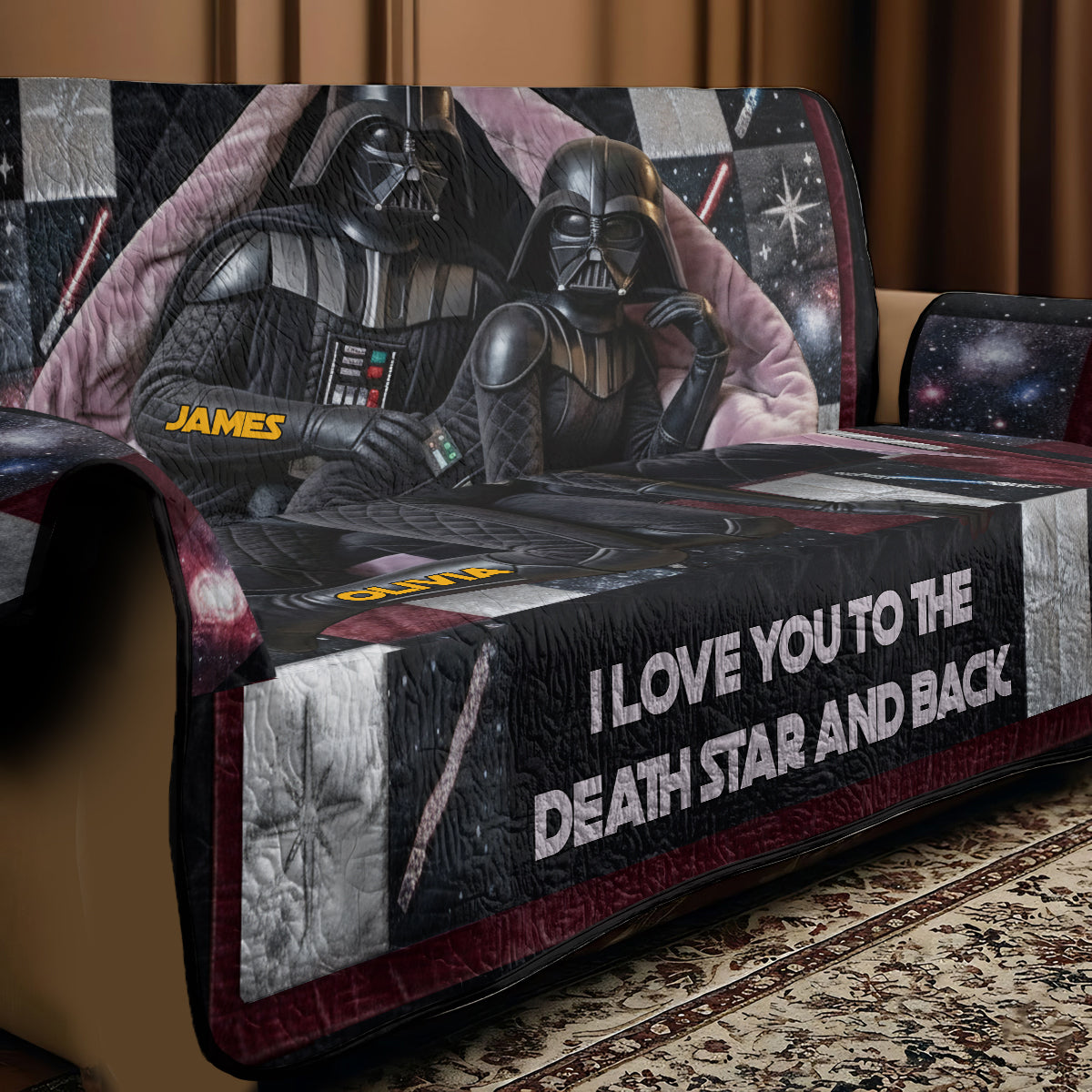 I Love You To The Darkside And Back - Personalized The Force Quilted Sofa/Couch Cover