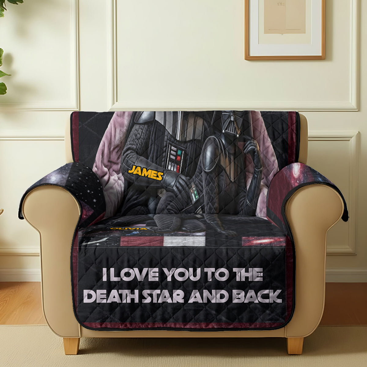 I Love You To The Darkside And Back - Personalized The Force Quilted Sofa/Couch Cover