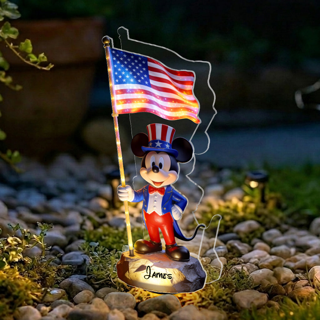 Celebrate Independence Day - Personalized Mouse Solar Acrylic Light