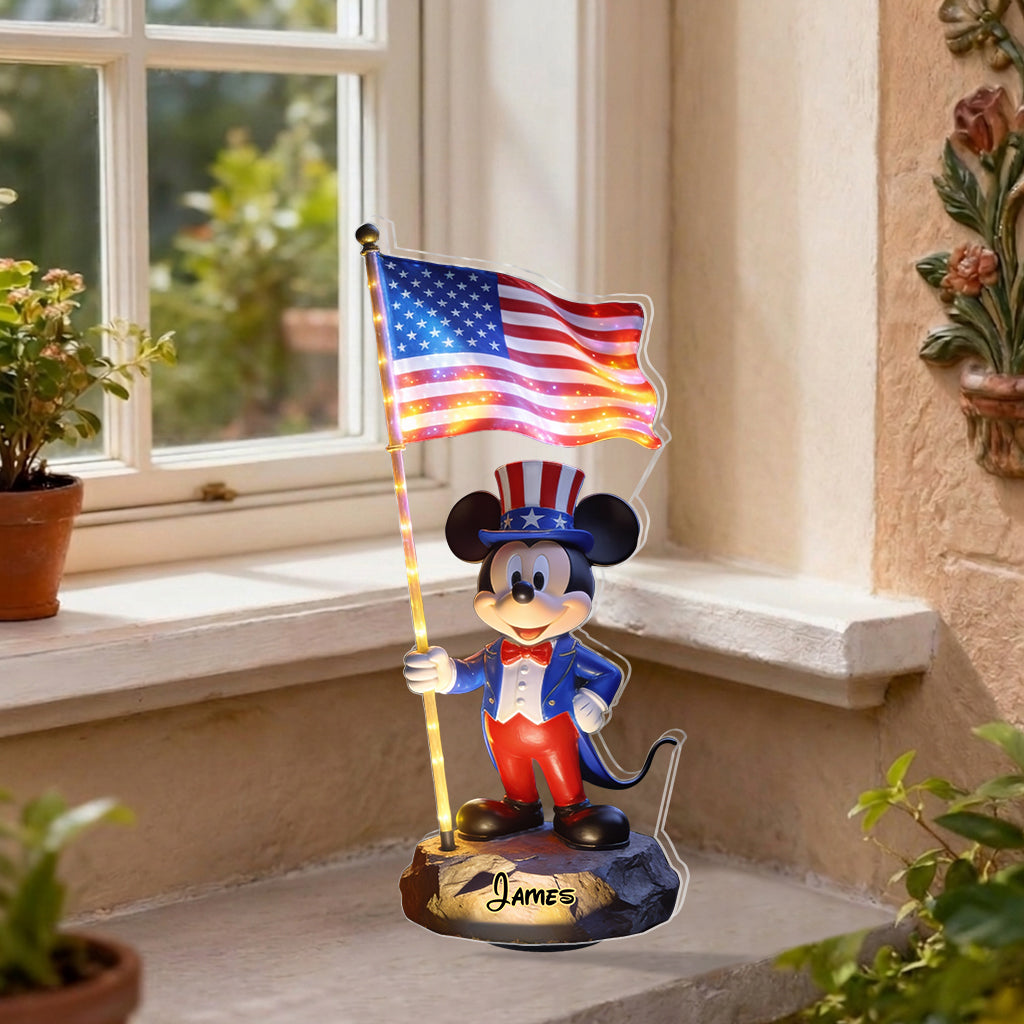 Celebrate Independence Day - Personalized Mouse Solar Acrylic Light