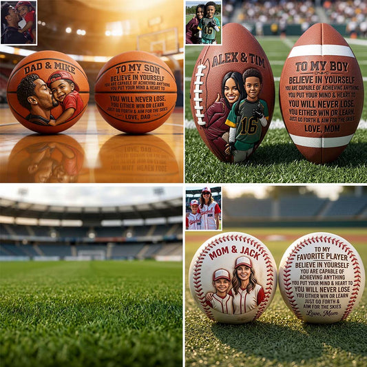 Gift For Sporty Kid, American Football, Basketball, Soccer, Baseball - Personalized Basketball Multi-Sport Ball