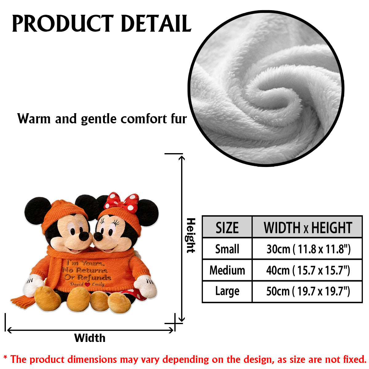 Cartoon Mouse Couple - Personalized Mouse Faux Fur Shaped Pillow