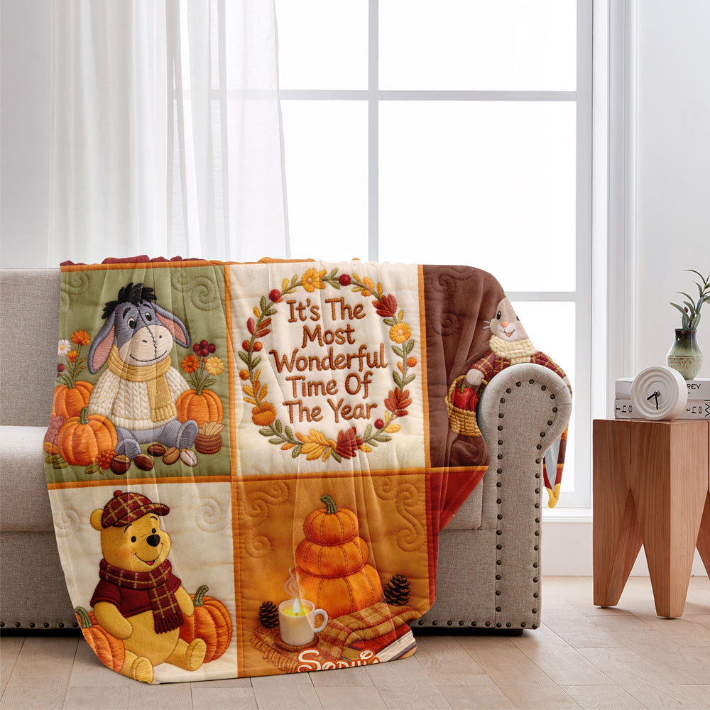 It's The Most Beautiful Of The Year - Personalized Yellow Bear Blanket