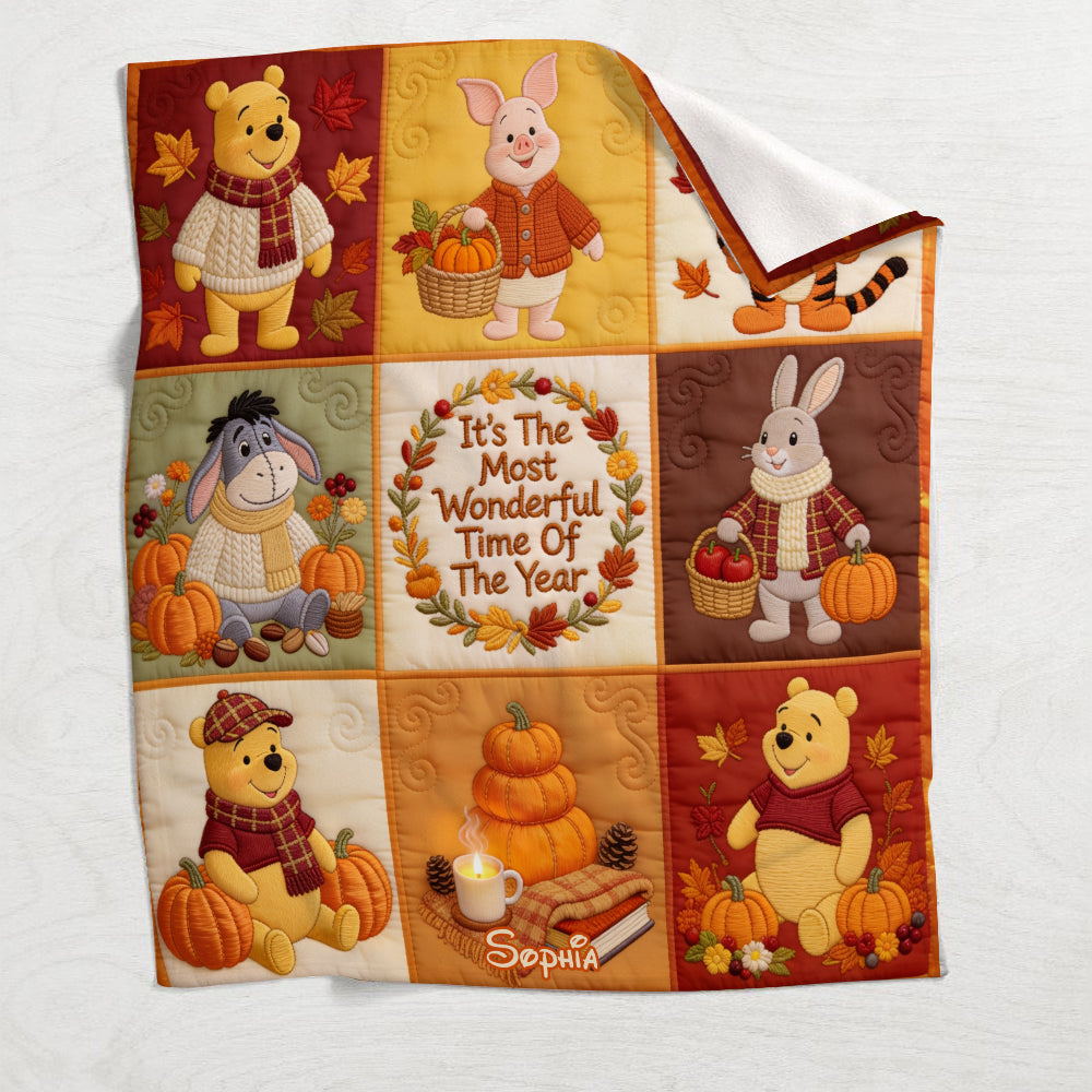It's The Most Beautiful Of The Year - Personalized Yellow Bear Blanket