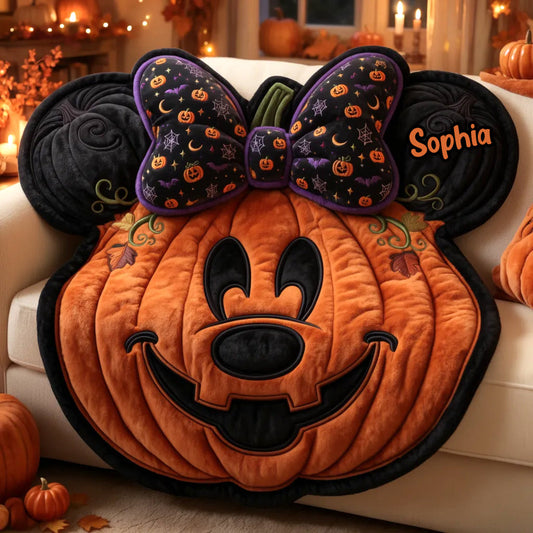 Spooky Halloween - Personalized Mouse Shaped Fleece Blanket