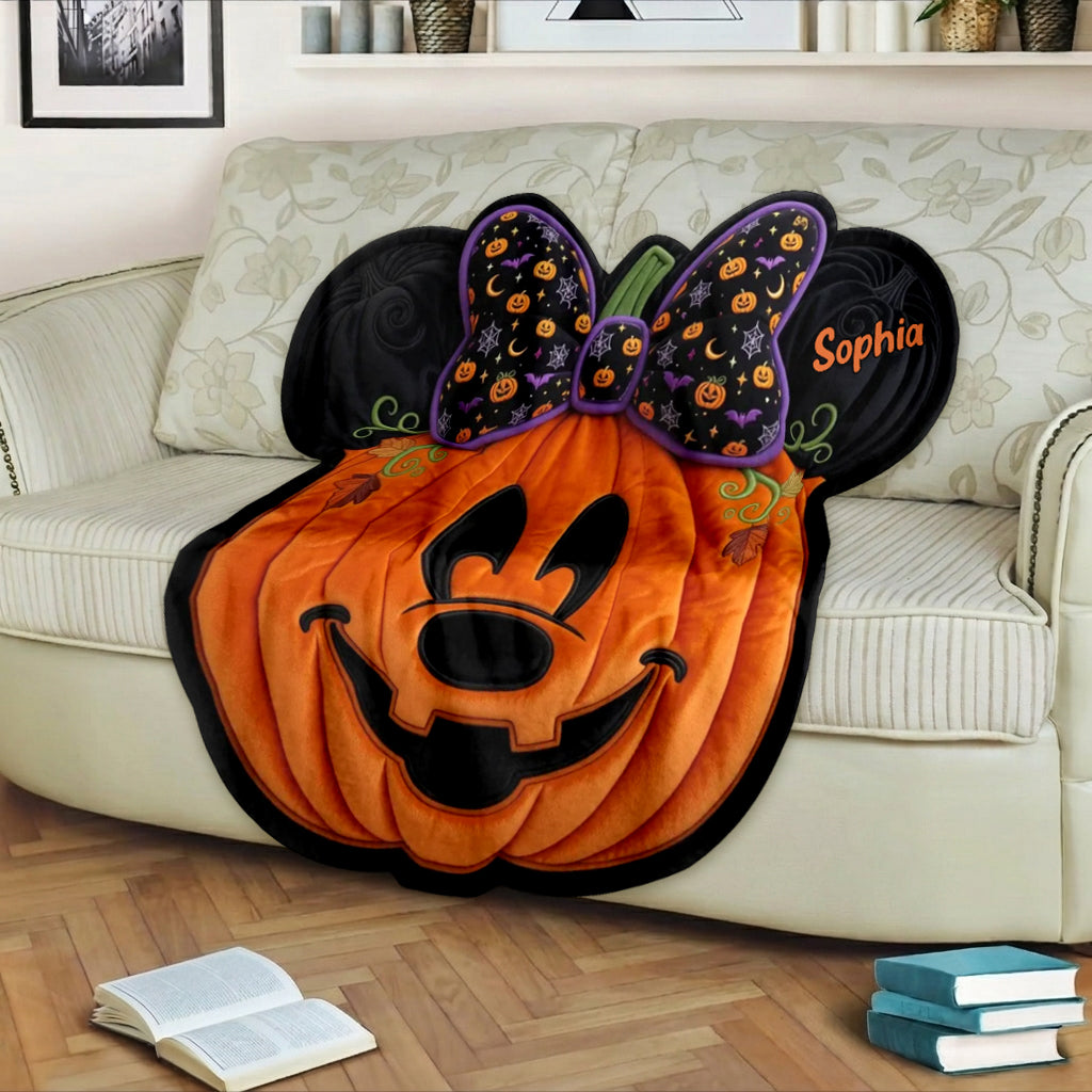 Spooky Halloween - Personalized Mouse Shaped Fleece Blanket
