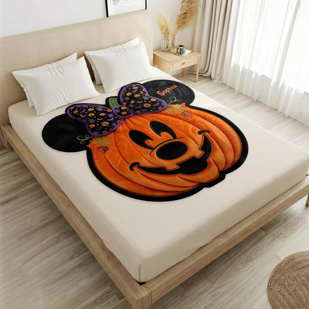 Spooky Halloween - Personalized Mouse Shaped Fleece Blanket