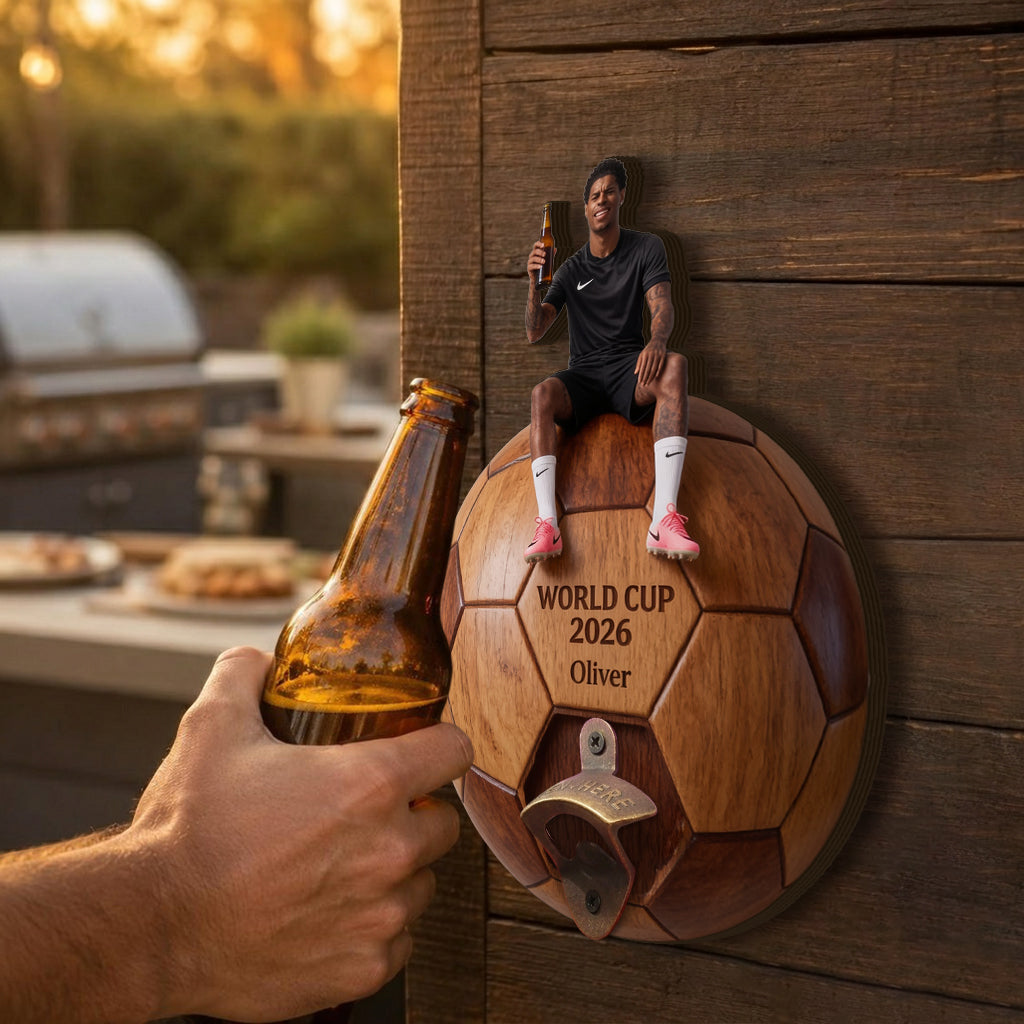 Soccer Ball With Letter - Personalized Soccer Wall Bottle Opener