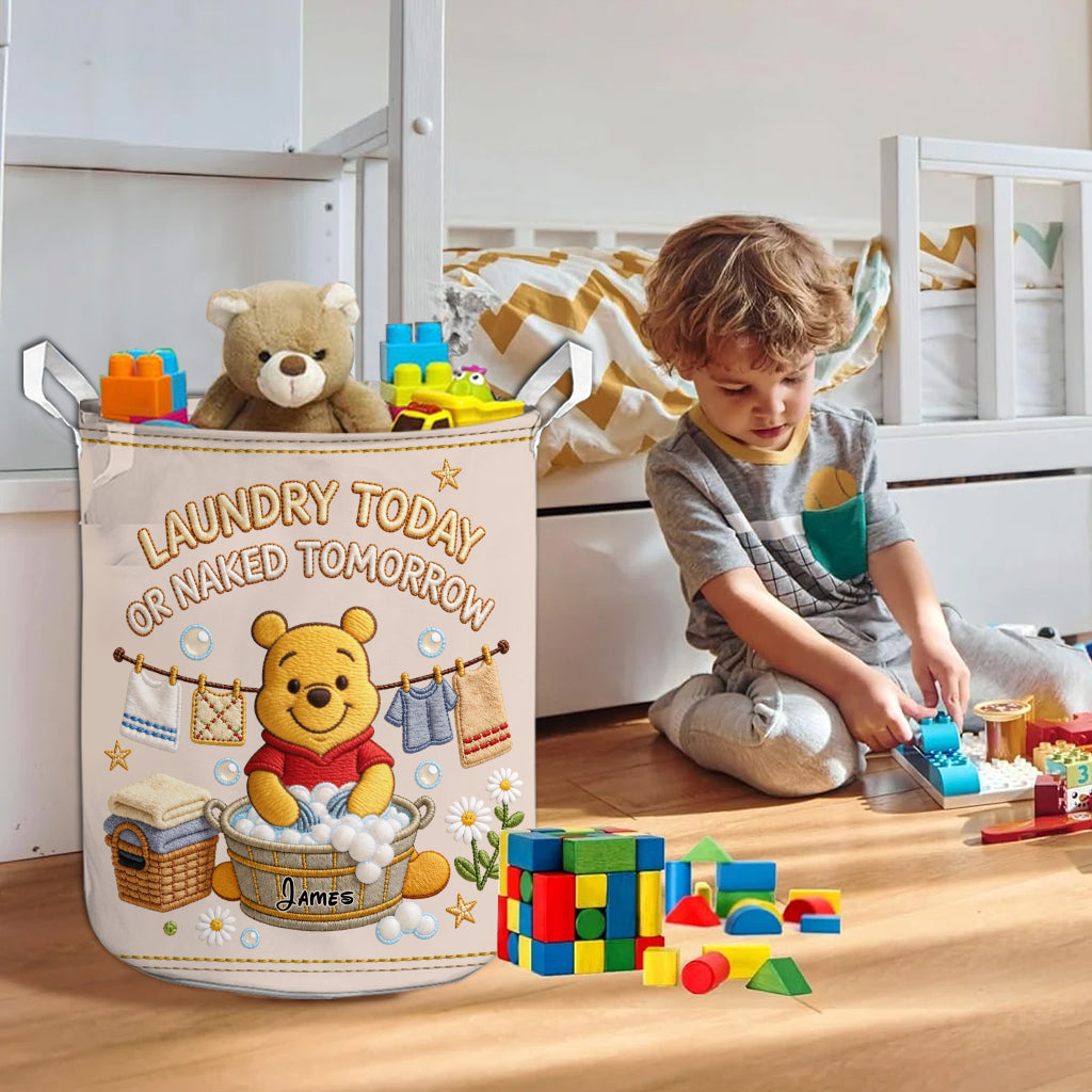 Laundry Today - Personalized Yellow Bear Storage Basket
