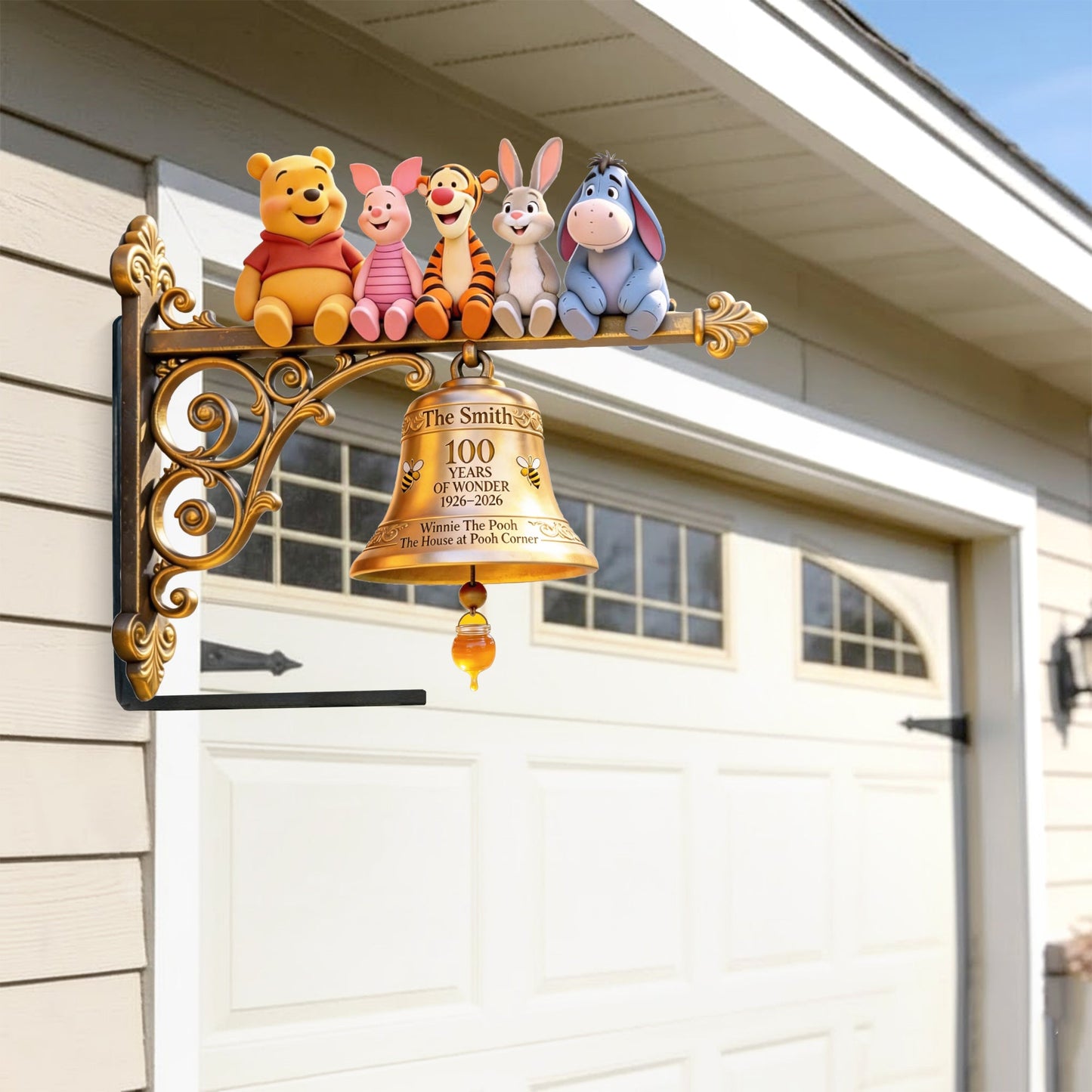 100 Years Of Wonder - Personalized Yellow Bear Wooden Wall Mount Sign