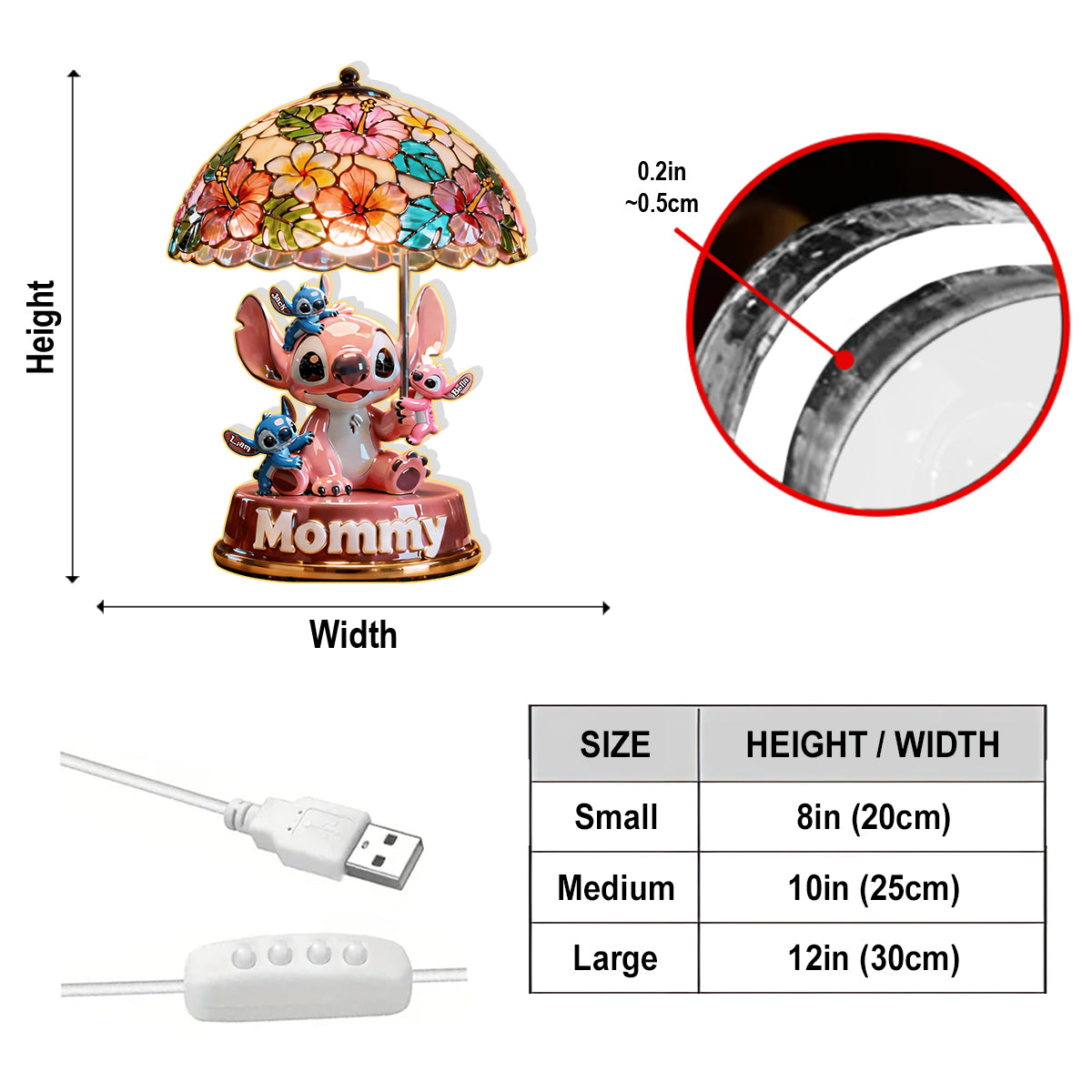 Mother’s Day Cartoon - Personalized Ohana Acrylic LED Night Light