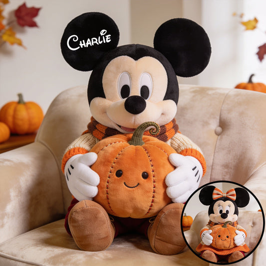 Autumn Pumpkin Cartoon Mouse - Personalized Mouse Premium Faux Fur Pillow
