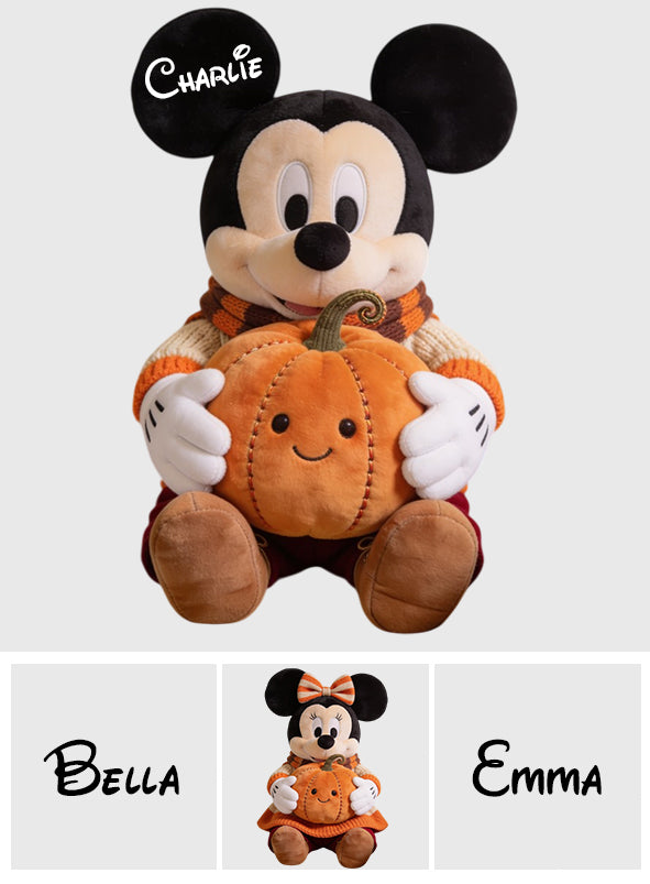 Autumn Pumpkin Cartoon Mouse - Personalized Mouse Premium Faux Fur Pillow