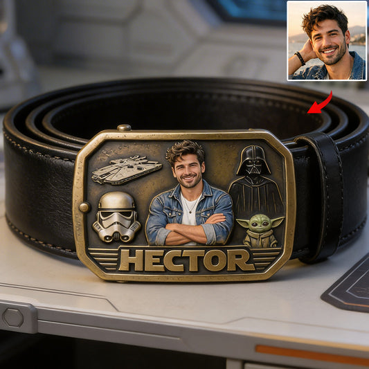 Custom Initial Name Letter The Force - Personalized The Force Leather Belt With Shaped Buckle