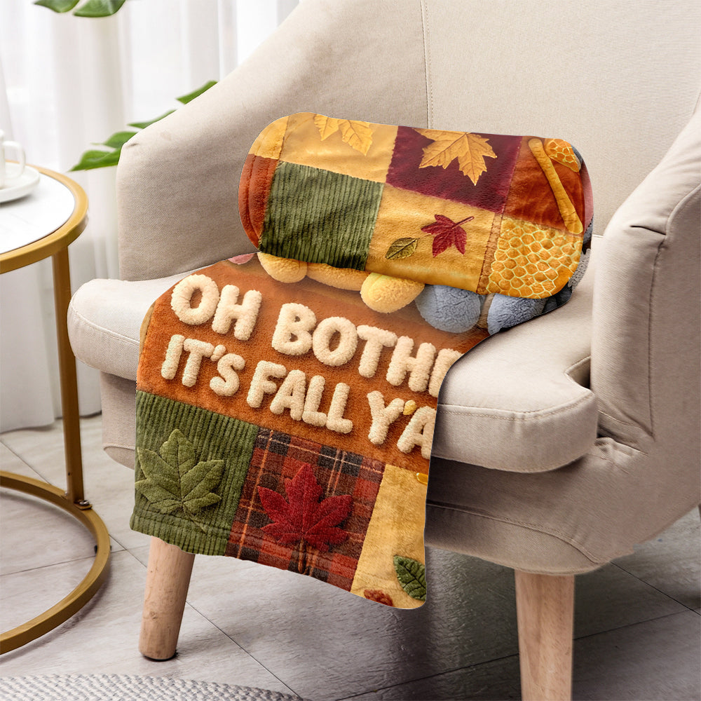 It's Fall Y'all Autumn Vibes - Personalized Yellow Bear Blanket
