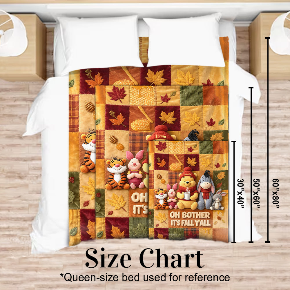 It's Fall Y'all Autumn Vibes - Personalized Yellow Bear Blanket