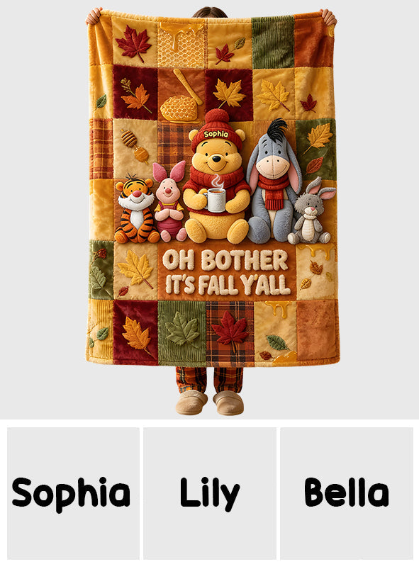 It's Fall Y'all Autumn Vibes - Personalized Yellow Bear Blanket