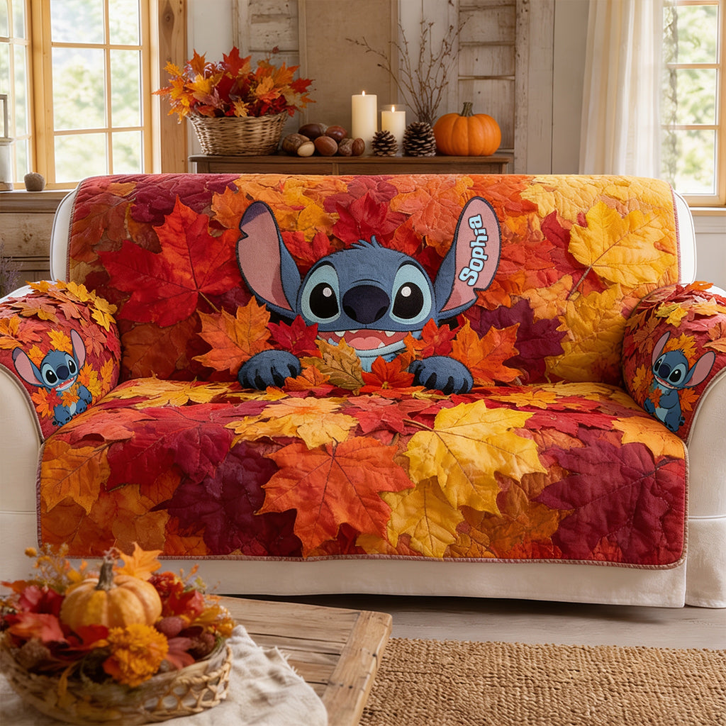 Hello Fall - Personalized Ohana Quilted Sofa/Couch Cover